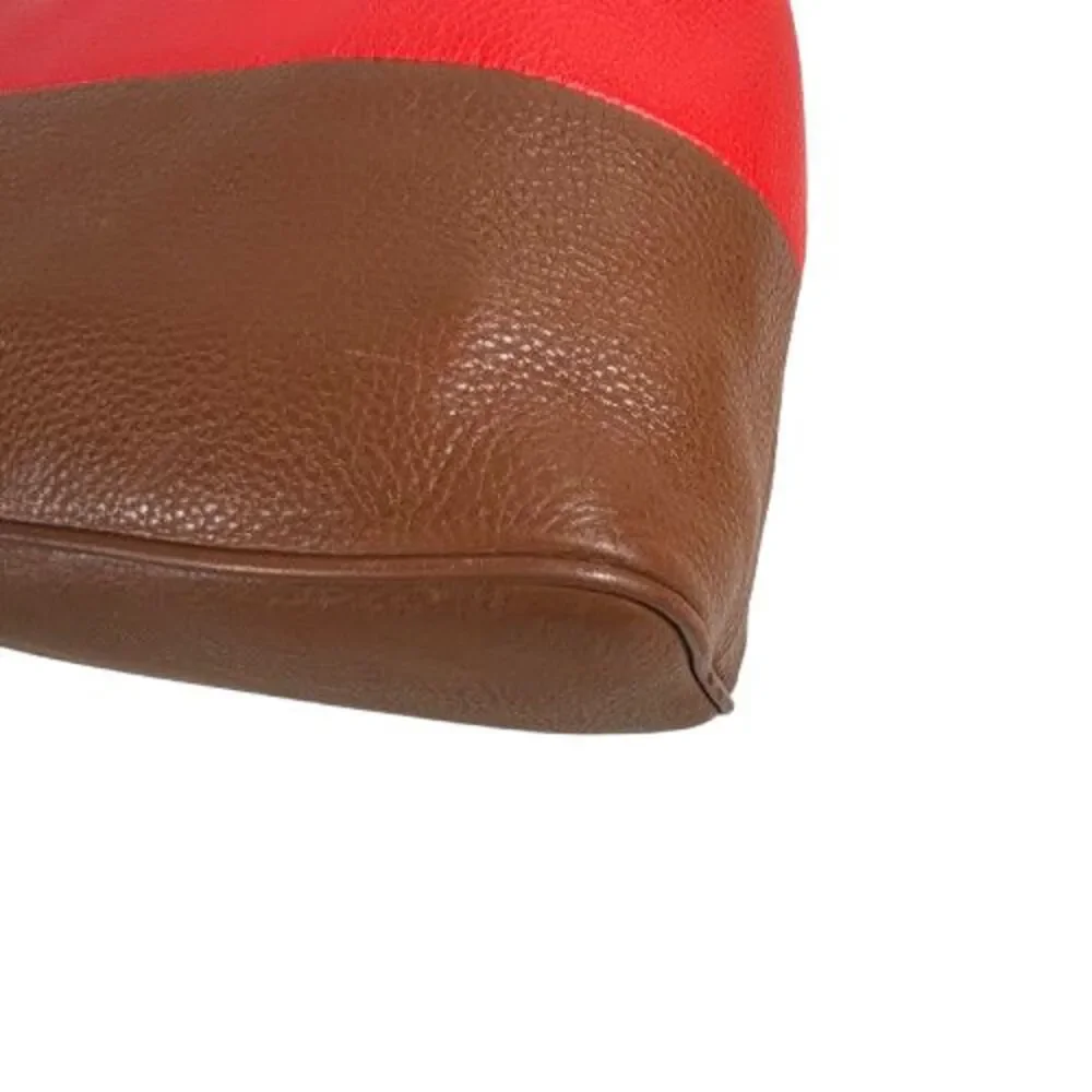 Michael Kors Jules Colorblock Mandarin Orange Leather Drawstring Shoulder Bag